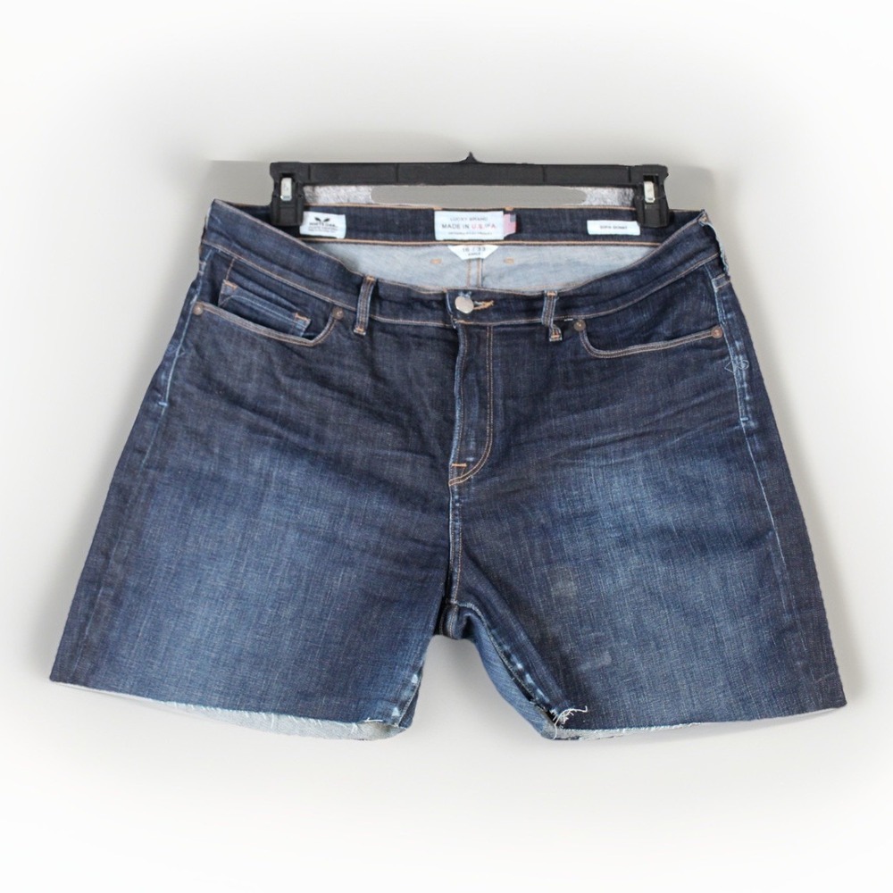 NWOT Lucky Brand Jeans‎ Shorts 16/33 Women Blue Distressed Made In USA Summer